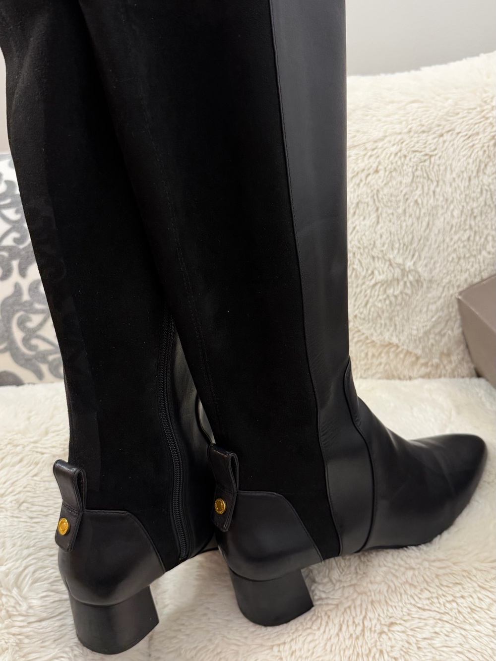 Cole Haan Black Leather and Suede Over-the-Knee 👢